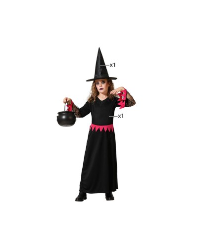 Costume Strega Rosa Bambina - Vestito Halloween Bambini con Cappello

