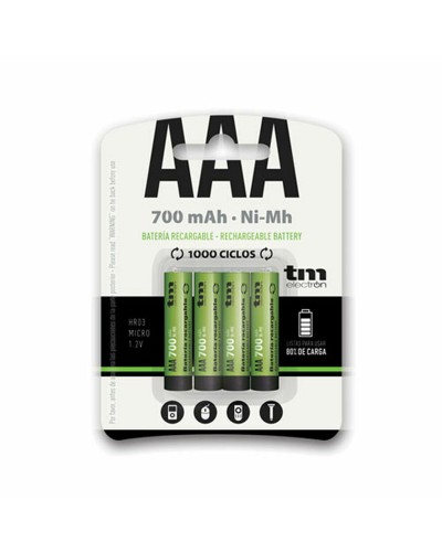 TM Electron Pilas Recargables R03 Ni-Mh AAA - Larga Duración
