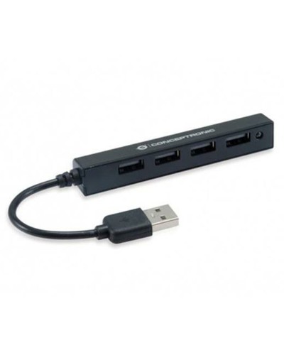 Conceptronic HUBBIES05B - 4 Port USB 2.0 Hub Black - Ideal for PC & Laptop
