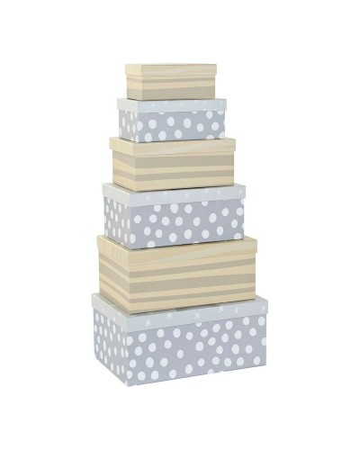 DKD Home Decor Dekorative Schachteln Set Mehrfarbig Kinder Pappe 6 Stück mit Löwendesign - 41 x 28 x 18,5 cm
