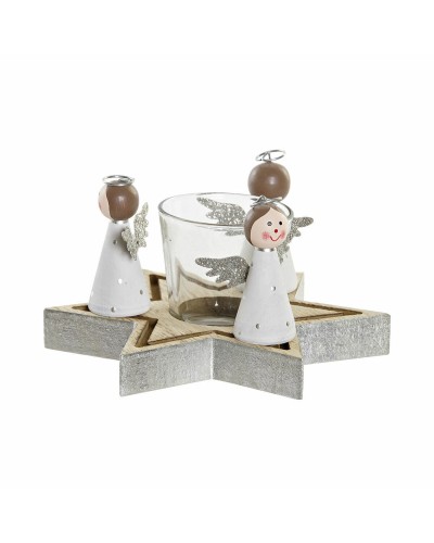 Weihnachtskerzenhalter DKD Home Decor: Kristall, Holz, Stern und Engel
