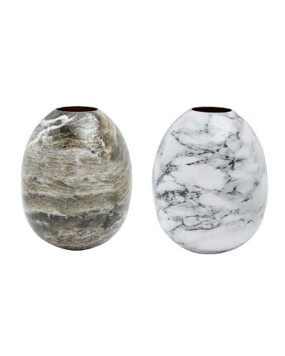 Moderne Marmorvase DKD Home Decor (Weiß und Braun, 13 x 13 x 16 cm, 2er-Set)
