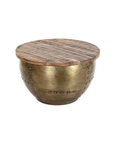 Glamorous Coffee Table DKD Home Decor | Golden Brown | Metal and Mango Wood | 68 x 68 x 44 cm
