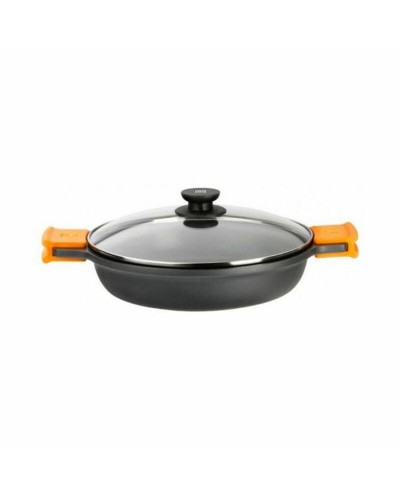 Casserole Braisogona BRA de 36 cm en Aluminium Forgé, Noir Antiadhésif, Idéale pour une Cuisson Saine.
