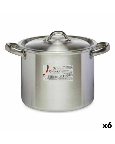 Casserolepan met deksel Kinvara 100033 Zilverkleurig Aluminium Ø 20 cm (6 Stuks)