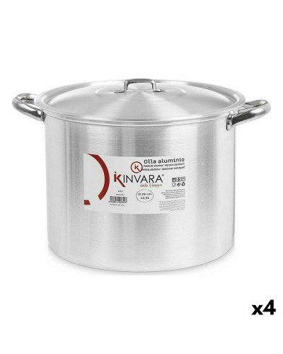 Gryta med lock Silvrig Aluminium 38 x 25 x 31 cm (4 antal)