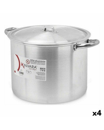 Batterie de Cuisine en Aluminium Argenté 4 Pièces, Ø 30 cm avec Couvercles
