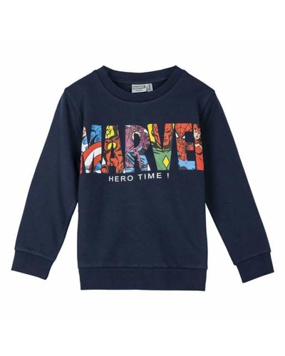 Boy's Marvel Dark Blue Sweatshirt - Cotton, Avengers Logo - Comfortable and Warm
