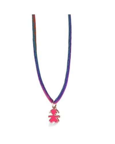 Le Bebé Baby Boy/Girl Pendant in Rose Gold with Fuchsia Enamel Heart - LBB055-FUX
