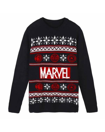 Marvel Maglia Unisex Blu Scuro - Logo Classico - Cotone Premium
