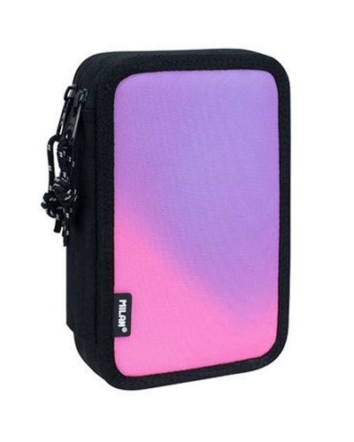 Dubbele etui Milan Sunset Zwart Roze 34 Onderdelen 19,5 x 13 x 5 cm