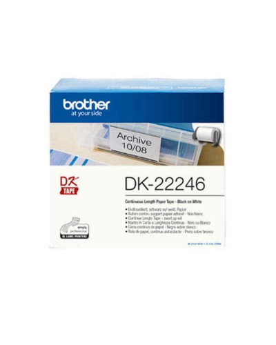 Étiquettes Brother DK-22246, Ruban Continu Blanc/Noir pour Imprimantes QL
