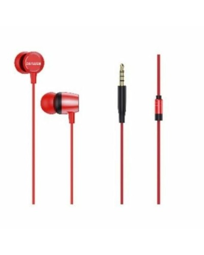 Aiwa ESTM20RD Red In-Ear Headphones with Microphone - Optimized Audio
