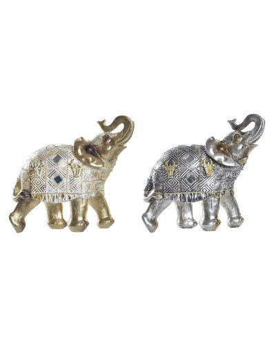 Statue Éléphant Décorative DKD Home Decor en Résine Dorée (22,5 x 10,7 x 21,5 cm) - Pack de 2
