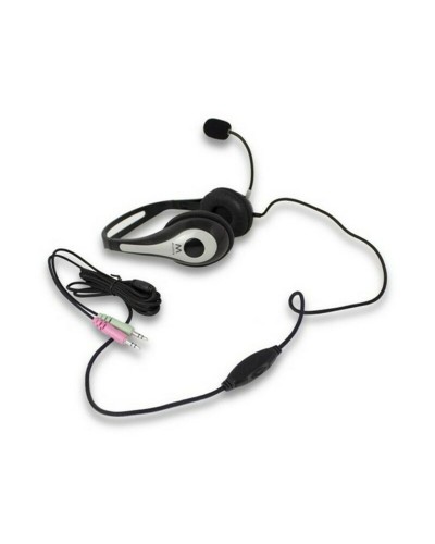 Ewent EW3562 Kopfhörer mit Mikrofon - Schwarz/Silber - Ideal für PC/Gaming
