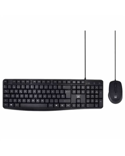 Ewent EW3006 Keyboard and Mouse Qwerty Spanish - Black Kit
