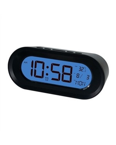 ELBE Radiowecker Schwarz mit Thermometer - LED-Display, Einfach zu Bedienen
