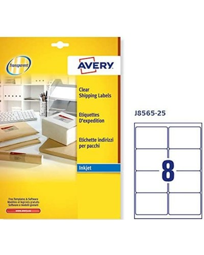 Avery Étiquettes Transparentes 99,1x67,7mm - Adhésives pour Impression Laser/Jet d'Encre
