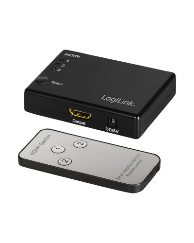 LogiLink HDMI Umschalter 4K - 3 Ports, HDR, Audio Video Switch
