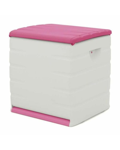 Coffre Plastiken 60x61x53cm - Malle de Rangement Beige/Fuchsia Plastique
