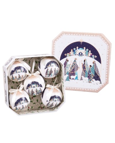 Multicolor Christmas Balls Three Wise Men 7.5cm - Set of 5 Polyfoam Spheres
