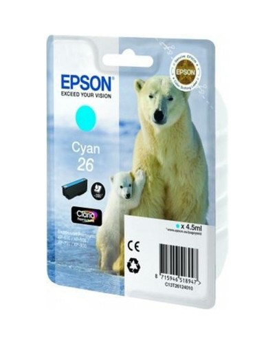 Alkunperäinen mustepatruuna Epson 26 Syaani