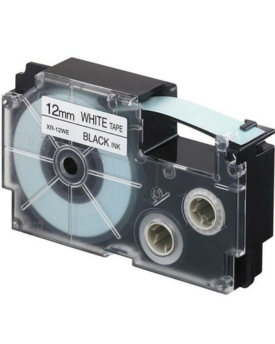 Gelamineerde Tape voor Labelmakers Casio XR-12WE Wit Zwart