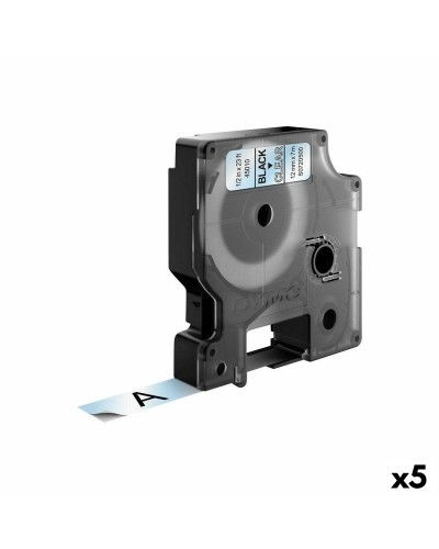 Dymo D1 45010: Nastro Etichettatrice 12mm, Trasparente/Nero - Pack 5 Pz

