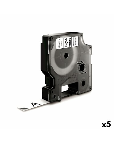 Dymo D1 45013 Ruban Laminé 12mm Noir sur Blanc - 5 Pièces pour LabelManager
