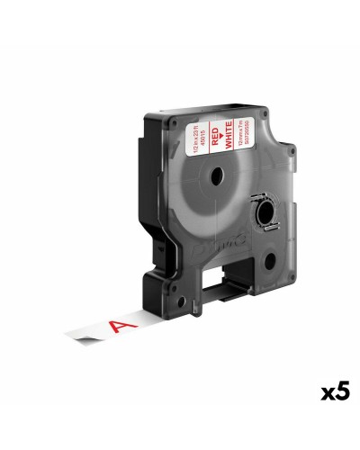 Dymo D1 45015: Nastro Laminato 12mm Bianco/Rosso/Nero - 5 Unità LabelManager
