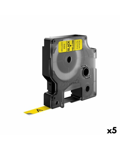 Dymo D1 40918 Laminated Tape 9mm Black on Yellow - LabelManager (5pcs)
