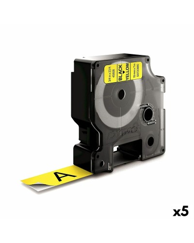 Laminoitu teippi tarrakoneelle Dymo D1-19 45808 LabelManager™ Musta Keltainen (5 osaa)
