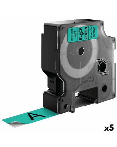 Dymo D1 45809 Laminated Black/Green Tape - LabelManager (5-Pack)
