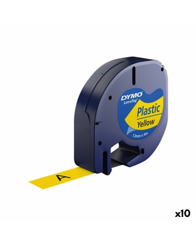 Dymo LetraTag 91202: Nastro Laminato 12mm Nero su Giallo - 10 Pz
