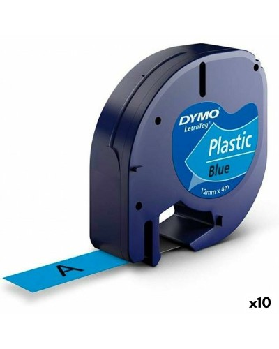 Laminerat Band till Etikettskrivare Dymo 91205 12 mm LetraTag® Svart Blå (10 antal)