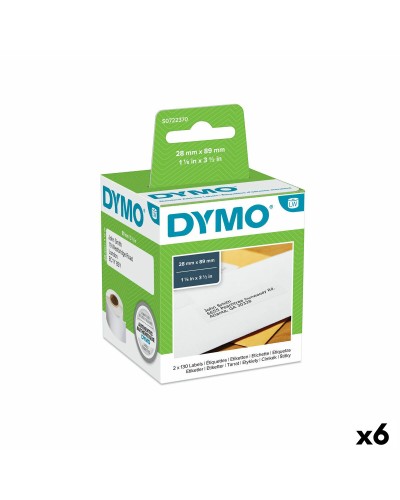 Dymo 99010 Étiquettes LabelWriter 28x89mm - Blanc/Noir - 6 Rouleaux - Compatibles
