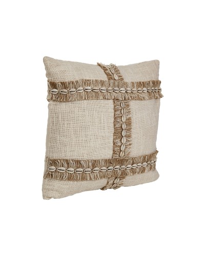 Romimex Cojín Decorativo Beige Conchas 45x45 cm - Decoración Algodón
