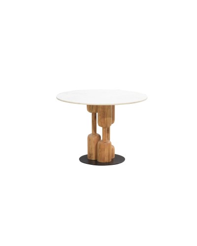 Dining Table Home ESPRIT Marble Acacia 106x106 cm - Elegant Design
