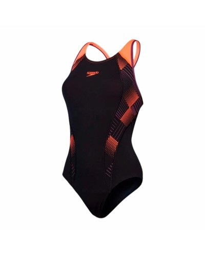 Speedo Women's Placement Laneback Swimsuit Black - Sport Swimsuit
