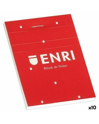 ENRI Notizblock Rot A6, 80 Seiten - 10er Pack Notizhefte
