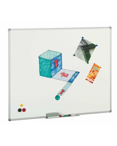 Pizarra Blanca Faibo 122x200cm Plateada - Magnética Borrable para Oficina
