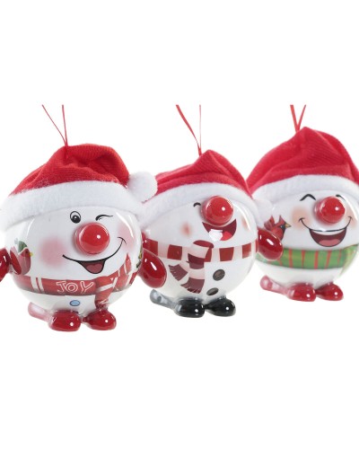 Bola de Navidad DKD Home Decor Rojo Blanco PVC Muñeco de Nieve (3 Unidades)