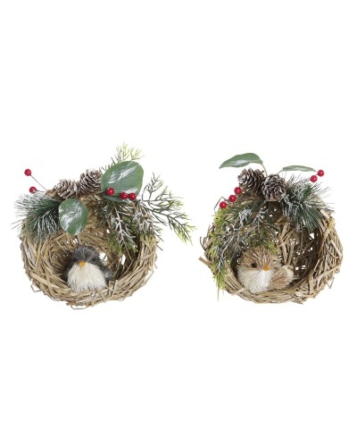 DKD Home Decor: Decorazione Natalizia Poliestere Rattan - Set 2 pz (14x11x15cm)
