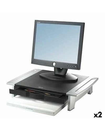 Fellowes Office Suites Rialzo Monitor - Argento Nero - Ergonomico x2
