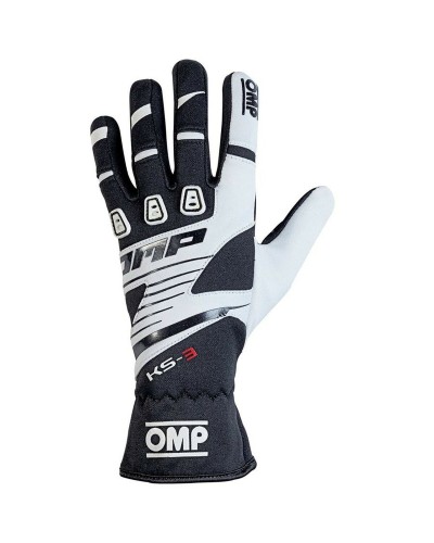 OMP KS-3 Kart-Handschuhe Weiß/Schwarz S: Atmungsaktiv, Hervorragender Grip
