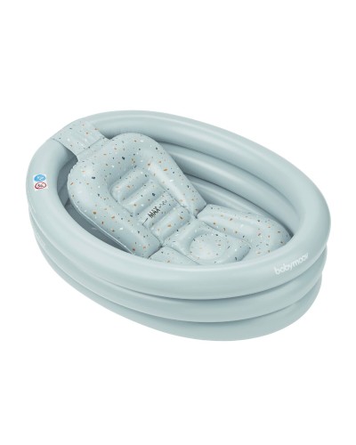 Babymoov Baignoire Aquadots Bleu Pastel Gris - Ergonomique et Pliable pour Bébés
