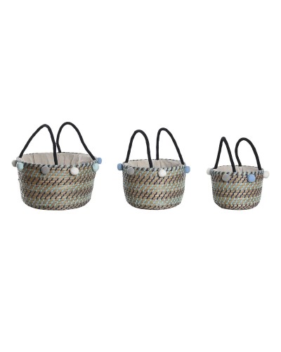 Korg - set DKD Home Decor Polyester Tofs 43 x 43 x 43 cm Sjögräs