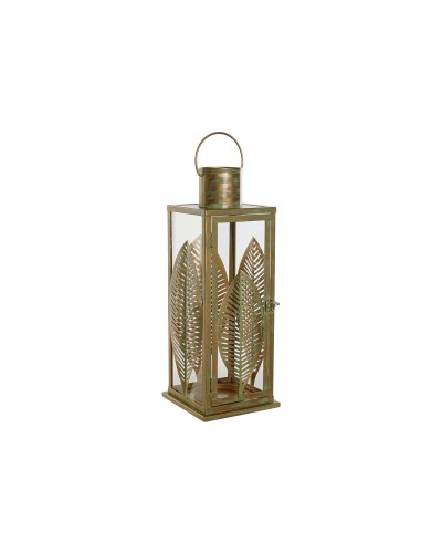 Farol Dorado DKD Home Decor, 16,5 x 16,5 x 50 cm, Motivo Hoja
