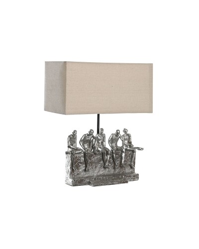 Bureaulamp DKD Home Decor 36 x 21,5 x 43 cm Zilverkleurig Beige Metaal Hars 220 V 50 W