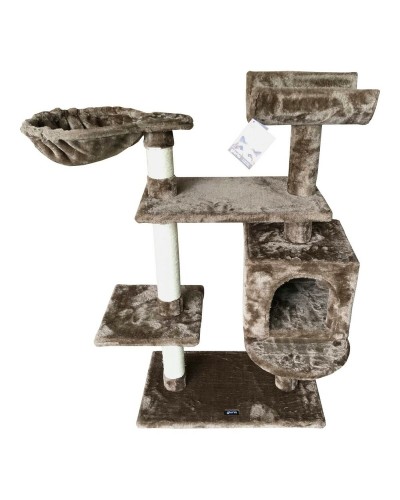 Gloria Jarama: Brown Cat Tree with Sisal Scratching Post Wood 35x100x60cm
